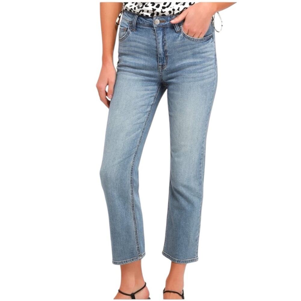 Lulus Straight Leg Jeans Janine Relaxed Fit Medium Blue Wash Women’s Size 31